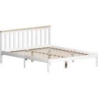 Vida Designs Milan 5Ft King Size Wood Bed Solid Pine Low Foot End White & Pine 150 X 200 Cm, White