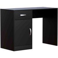 Vida Designs Hudson Computer Desk 1 Drawer 1 Door Storage Home Office Black, Black