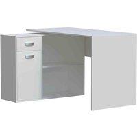 Vida Designs Longton Adjustable Computer Desk 1 Drawer 1 Door Shelf Storage Home Office White, White