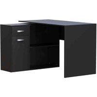 Vida Designs Longton Adjustable Computer Desk 1 Drawer 1 Door Shelf Storage Home Office Black, Black