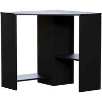 Vida Designs Hetton Corner Computer Desk 2 Shelf Storage Home Office Black, Black