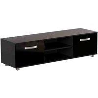 Vida Designs Cosmo Tv Cabinet Unit Stand 2 Door Storage Modern High Gloss 140Cm Black, Black