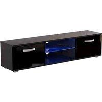 Vida Designs Cosmo Led Tv Cabinet Unit Stand 2 Door Storage Modern High Gloss 160Cm Black, Black
