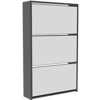 Vida Designs Welham 3 Drawer Mirrored Shoe Cabinet Storage Cupboard Black