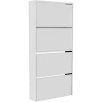 Vida Designs Welham 4 Drawer Mirrored Shoe Cabinet Storage Cupboard White, White