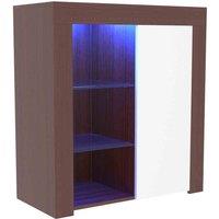 Vida Designs Azura 1 Door Led Sideboard Storage Cabinet Cupboard Buffett Walnut & White, Brown