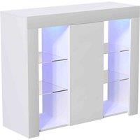 Vida Designs Azura 1 Door Led Sideboard Large Storage Cabinet Cupboard Buffett White, White