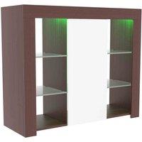 Vida Designs Azura 1 Door Led Sideboard Large Storage Cabinet Cupboard Buffett Walnut & White, Brown