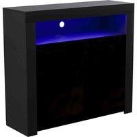 Vida Designs Nova 2 Door Led Sideboard Storage Cabinet Cupboard Buffett Black, Black