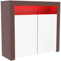 Vida Designs Nova 2 Door Led Sideboard Storage Cabinet Cupboard Buffett Walnut & White, Brown
