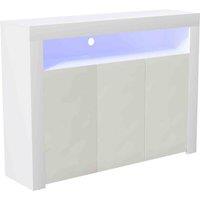 Vida Designs Nova 3 Door Led Sideboard Storage Cabinet Cupboard Buffett White, White