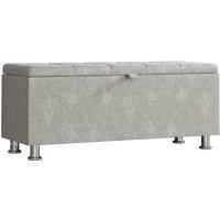 Vida Designs Valencia Storage Ottoman Chest With Lid Storage Box Trunk Crushed Velvet Silver, Silver