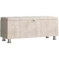 Vida Designs Valencia Storage Ottoman Chest With Lid Storage Box Trunk Crushed Velvet Champagne, Gold