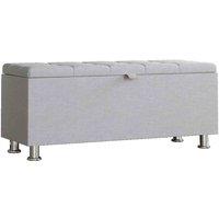 Vida Designs Valencia Storage Ottoman Chest With Lid Storage Box Trunk Light Grey Linen, Grey