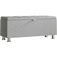Vida Designs Valencia Storage Ottoman Chest With Lid Storage Box Trunk Light Grey Velvet, Grey