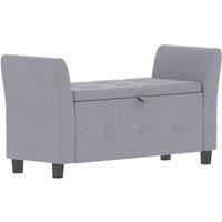 Vida Designs Seville Storage Ottoman Chest With Lid Storage Box Trunk Light Grey Linen, Grey