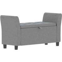 Vida Designs Seville Storage Ottoman Chest With Lid Storage Box Trunk Light Grey Velvet, Grey