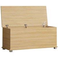 Vida Designs Leon Storage Ottoman Chest With Lid Wooden Storage Box Trunk Pine, Brown