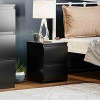 Vida Designs Denver 2 Drawer Bedside Table Cabinet Chest Handle Free Modern Bedroom Furniture Black, Black