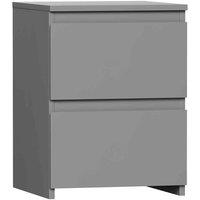 Vida Designs Denver 2 Drawer Bedside Table Cabinet Chest Handle Free Modern Bedroom Furniture Grey, Grey