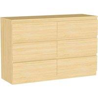 Vida Designs Denver 6 Drawer Chest Of Drawers Handle Free Modern Bedroom Furniture Pine, Brown