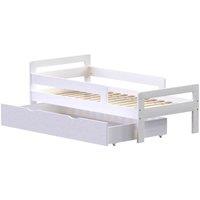 Junior Vida Taurus Solid Pine Wood Toddler Bed With Underbed Storage Drawer White 70 X 140 Cm, White