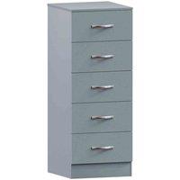 Vida Designs Riano 5 Drawer Narrow Chest Of Drawers Clothes Storage Bedroom Furniture Grey, Grey