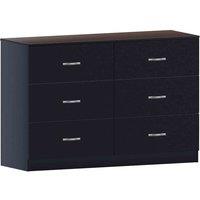 Vida Designs Riano 6 Drawer Chest Of Drawers Clothes Storage Bedroom Furniture Black, Black