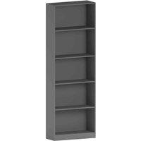 Vida Designs Cambridge 5 Tier Extra Large Bookcase Storage Freestanding Shelving Display Unit Grey, Grey