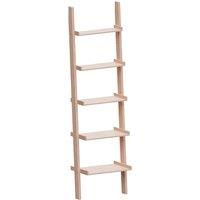 Vida Designs York 5 Tier Ladder Bookcase Freestanding Leaning Storage Shelving Display Unit Pine, Brown