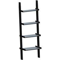 Vida Designs York 4 Tier Ladder Bookcase Freestanding Leaning Storage Shelving Display Unit Black, Black