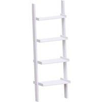 Vida Designs York 4 Tier Ladder Bookcase Freestanding Leaning Storage Shelving Display Unit White, White