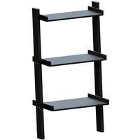 Vida Designs York 3 Tier Ladder Bookcase Freestanding Leaning Storage Shelving Display Unit Black, Black