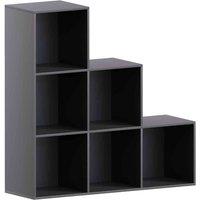 Vida Designs Durham 6 Cube Staircase Storage Bookcase Freestanding Shelving Display Unit Black, Black