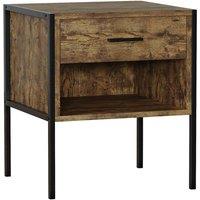 Vida Designs Brooklyn 1 Drawer Bedside Table Cabinet Chest Industrial Bedroom Furniture Dark Wood, Brown
