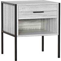 Vida Designs Brooklyn 1 Drawer Bedside Table Cabinet Chest Industrial Bedroom Furniture Grey, Grey