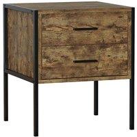 Vida Designs Brooklyn 2 Drawer Bedside Table Cabinet Chest Industrial Bedroom Furniture Dark Wood, Brown