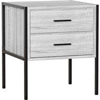 Vida Designs Brooklyn 2 Drawer Bedside Table Cabinet Chest Industrial Bedroom Furniture Grey, Grey
