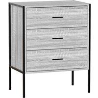 Vida Designs Brooklyn 3 Drawer Chest Of Drawers Clothes Storage Industrial Bedroom Furniture Grey, Grey