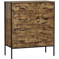 Vida Designs Brooklyn 4 Drawer Chest Of Drawers Clothes Storage Industrial Bedroom Furniture Dark Wood, Brown
