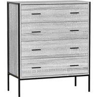 Vida Designs Brooklyn 4 Drawer Chest Of Drawers Clothes Storage Industrial Bedroom Furniture Grey, Grey