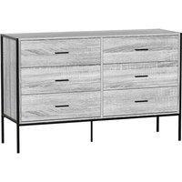 Vida Designs Brooklyn 6 Drawer Chest Of Drawers Clothes Storage Industrial Bedroom Furniture Grey, Grey