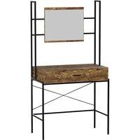 Vida Designs Brooklyn 1 Drawer Dressing Table Industrial Style Makeup Vanity Desk Dresser Dark Wood, Brown