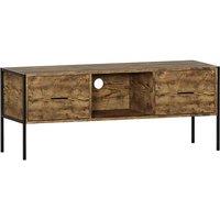 Vida Designs Brooklyn Tv Cabinet Unit Stand 2 Drawer Storage Industrial Style Dark Wood, Brown