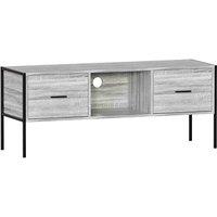 Vida Designs Brooklyn Tv Cabinet Unit Stand 2 Drawer Storage Industrial Style Grey, Grey
