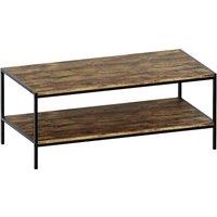 Vida Designs Brooklyn Coffee Table 2 Tier Shelf Display Industrial Style Living Room Furniture Dark Wood