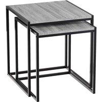 Vida Designs Brooklyn Nest Of Table 2 Piece Set Sofa Side Coffee Table Industrial Style Living Room Furniture Grey, Grey
