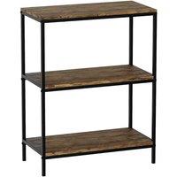 Vida Designs Brooklyn 3 Tier Bookcase Industrial Style Freestanding Display Shelving Unit Dark Wood, Brown
