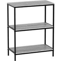 Vida Designs Brooklyn 3 Tier Bookcase Industrial Style Freestanding Display Shelving Unit Grey, Grey