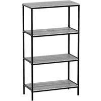 Vida Designs Brooklyn 4 Tier Bookcase Industrial Style Freestanding Display Shelving Unit Grey, Grey